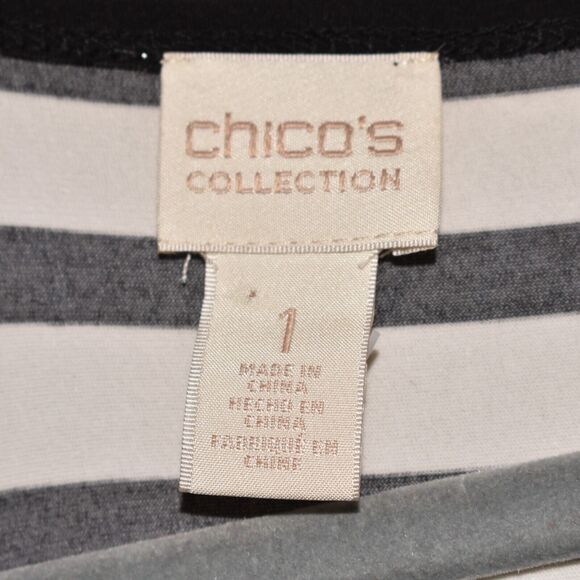 CHICO'S NEW $119 Knit Kit Diagonal Striped Maxi Dress Black/White 1 / Medium - Picture 3 of 3